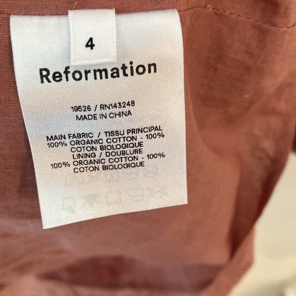 Reformation Dunes Praline Smocked Long Sleeve Mini Dress - Picture 7 of 7
